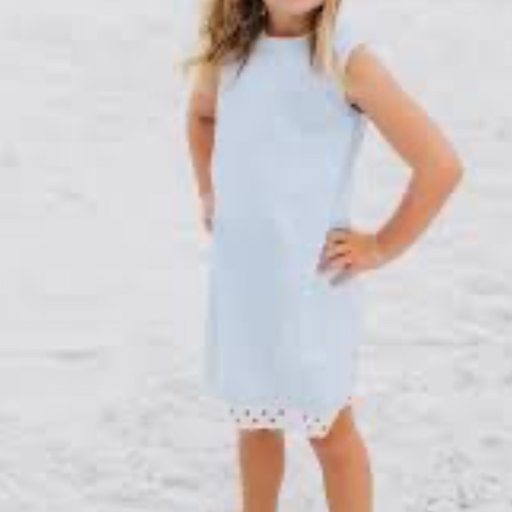Bailey Boys Girls Size 8 Blue Sleeveless Dress with Eyelet Hem